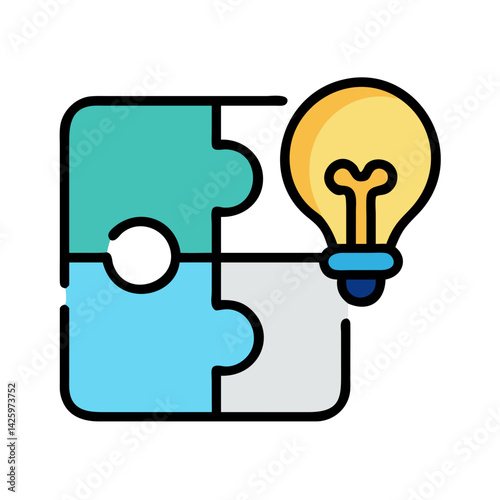 Puzzle with Light Bulb Icon Representing Education