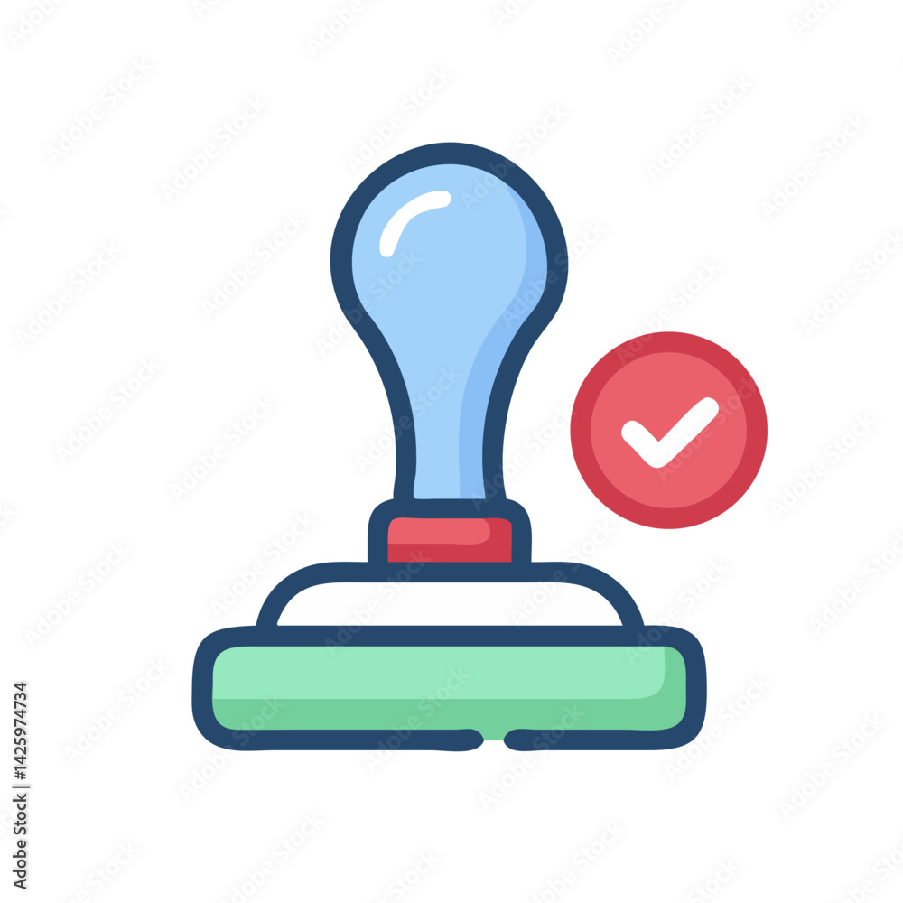 Rubber Stamp Icon Representing Official Approval Rubber Stamp Icon Representing Official Approval