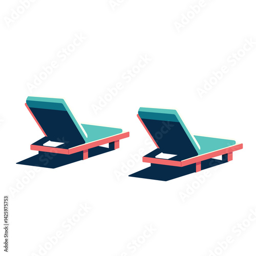 Beach chair on a white background. Poster, Banner, Flyer, Greeting Card. Vector illustration in flat cartoon style
