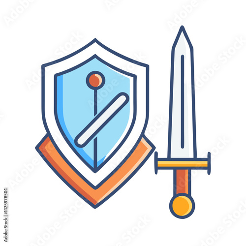 Sword and Shield Icon Representing History and Medieval Warfare