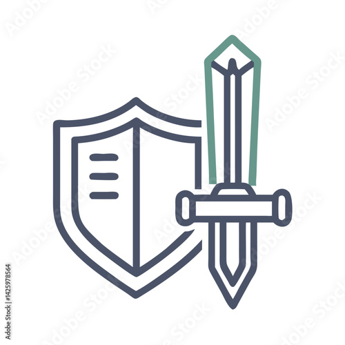 Sword and Shield Icon Representing History and Medieval Warfare