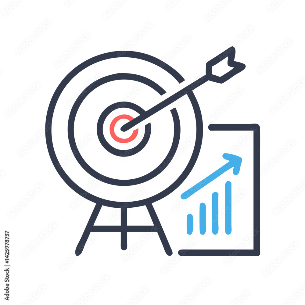 Target with Arrow Icon Representing Business Goals and Achievement Target with Arrow Icon Representing Business Goals and Achievement
