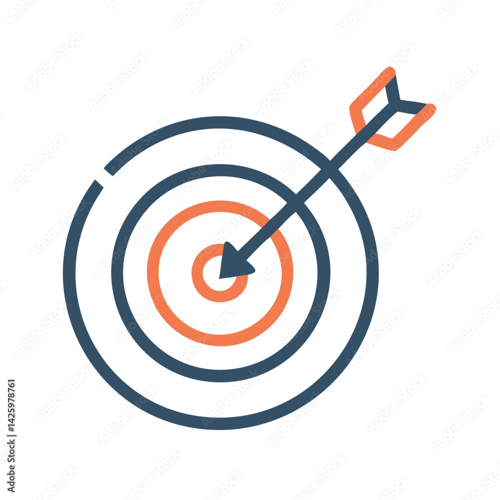 Target with Arrow Icon Representing Business Goals and Achievement Target with Arrow Icon Representing Business Goals and Achievement