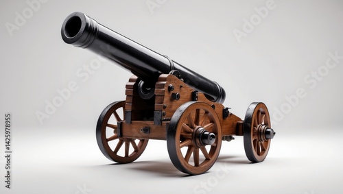 Vintage cannon on plain white background
