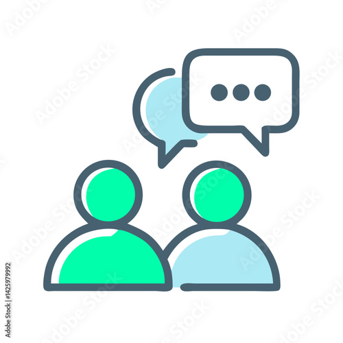 Two Users with Chat Icon Representing Collaborative Communication and Team Interaction