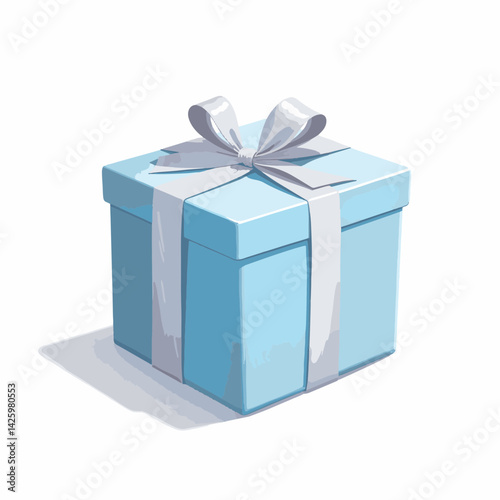 Elegant blue gift box on white background, celebration symbolism