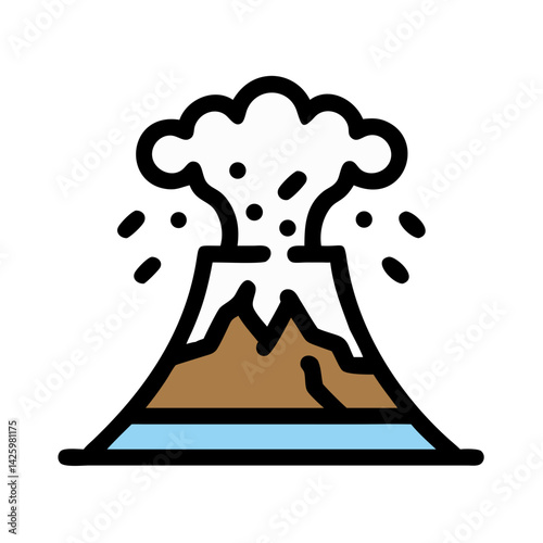 Volcano Eruption Icon Representing Natural Disaster and Geological Hazard
