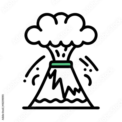 Volcano Eruption Icon Representing Natural Disaster and Geological Hazard
