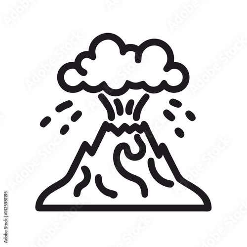 Volcano Eruption Icon Representing Natural Disaster and Geological Hazard