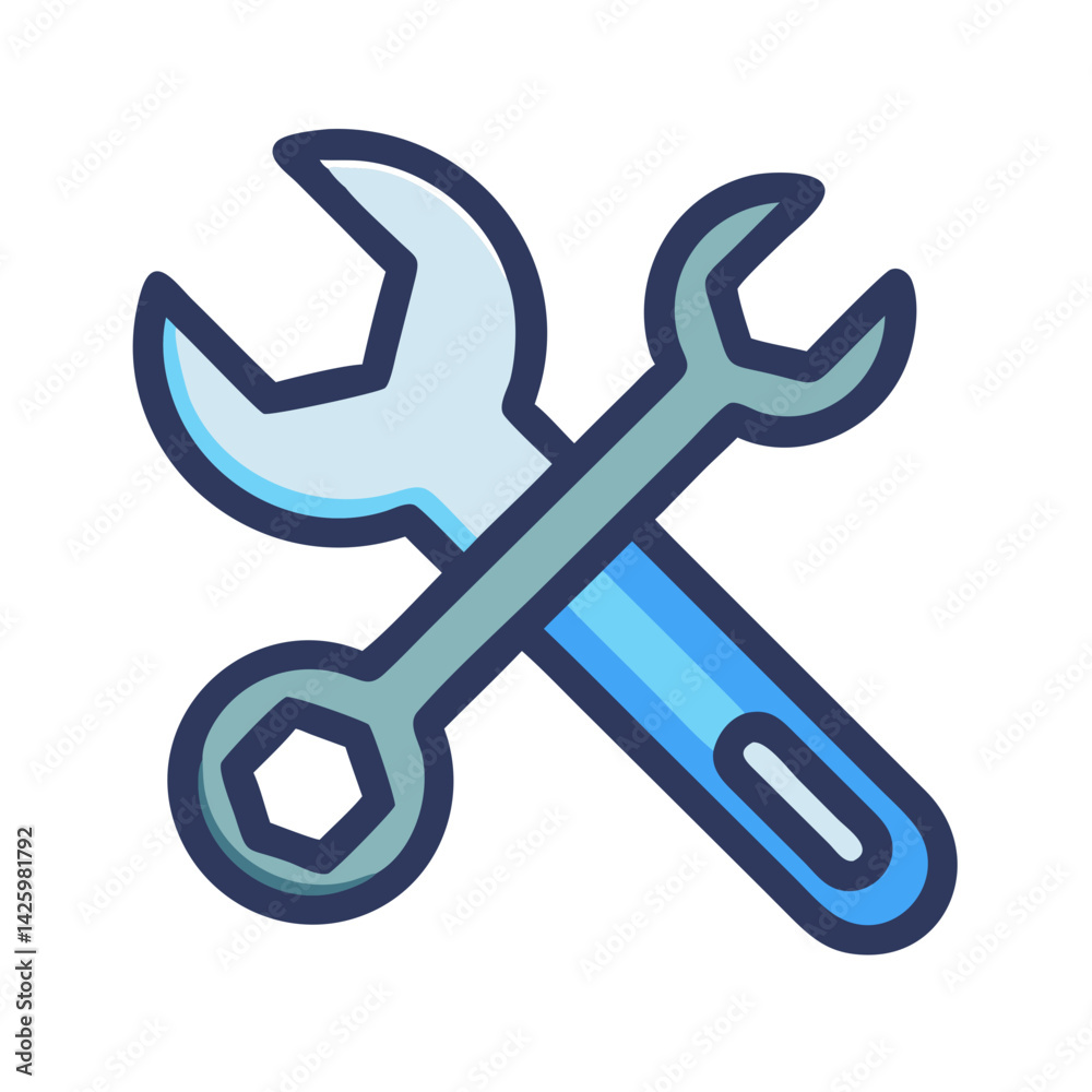 Wrench Tool Icon Representing Technical Support and Maintenance Wrench Tool Icon Representing Technical Support and Maintenance