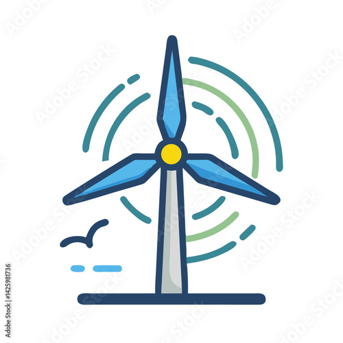 Wind Turbine Icon Representing Renewable Wind Energy Generation