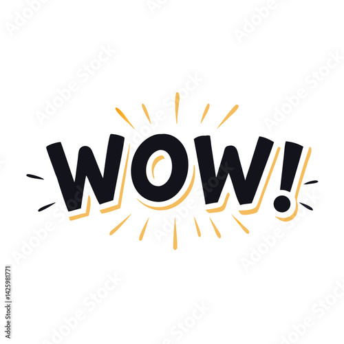 Wow Text Icon Representing Excitement or Surprise Expression