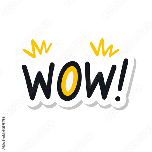 Wow Text Icon Representing Excitement or Surprise Expression