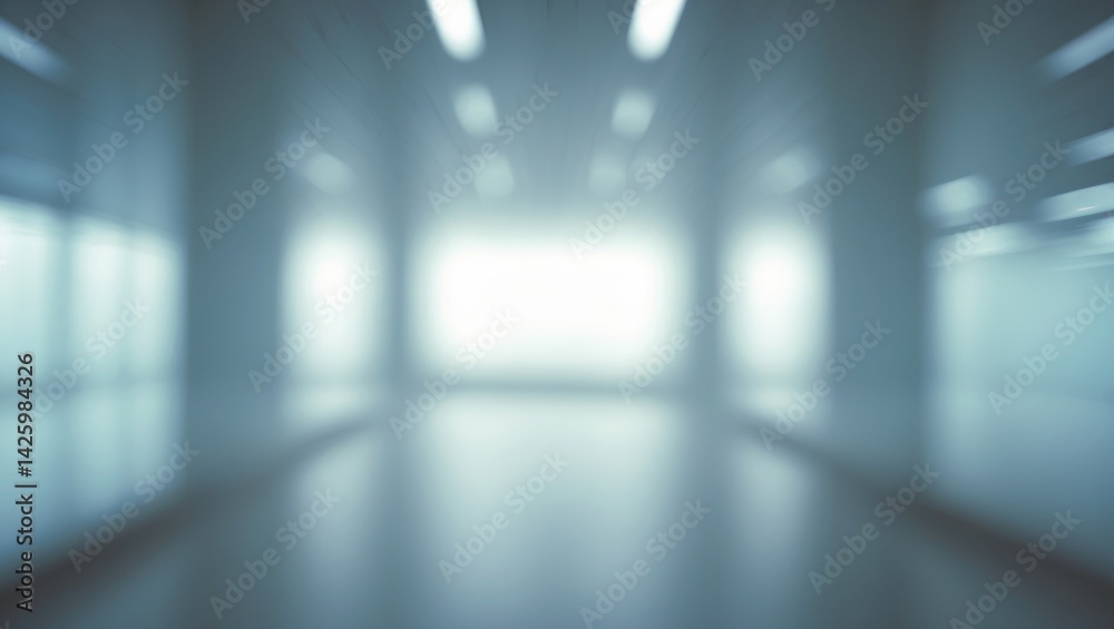 Fototapeta premium Blurry Warehouse Interior with Spacious Open Space and Modern Design