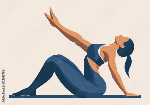 Yoga Practice and Wellness Vector Design for International Yoga Day - Solid Color Yoga Poses, Stress Relief, and Mindfulness