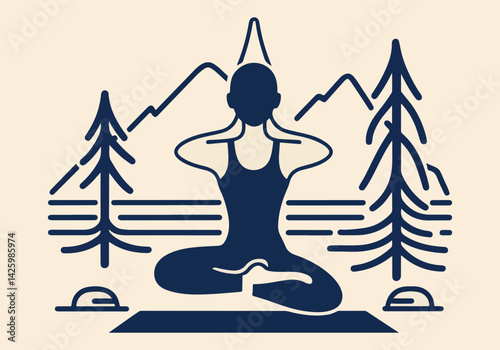Solid Color Yoga Poses for International Yoga Day - Vector Design for Wellness, Meditation, Mindfulness, and Stress Relief
