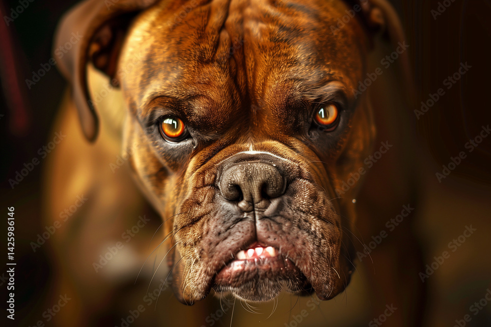 Mad angry black dog portrait. Generative AI