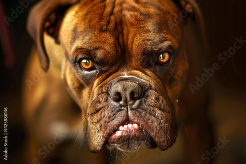 Obraz na płótnie Mad angry black dog portrait. Generative AI w salonie
