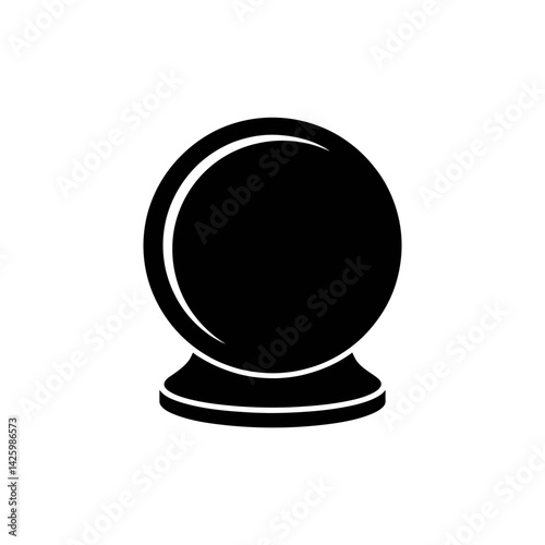 A simple black silhouette of a crystal ball