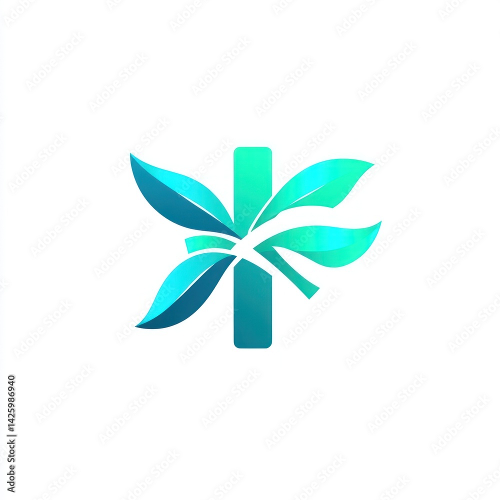 Abstract Letter I logo design with leaves, background for branding Abstract Letter I logo design with leaves, background for branding