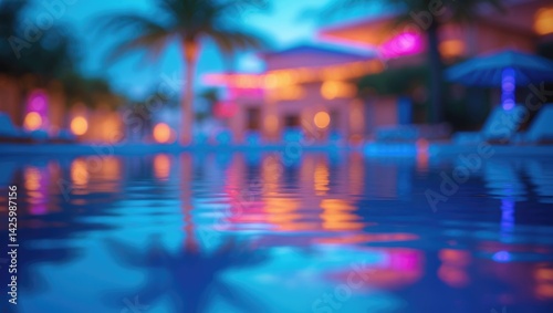 Wallpaper Mural Serene Twilight Poolside with Vibrant Reflections and Ambient Lighting as a Beautiful Background Torontodigital.ca