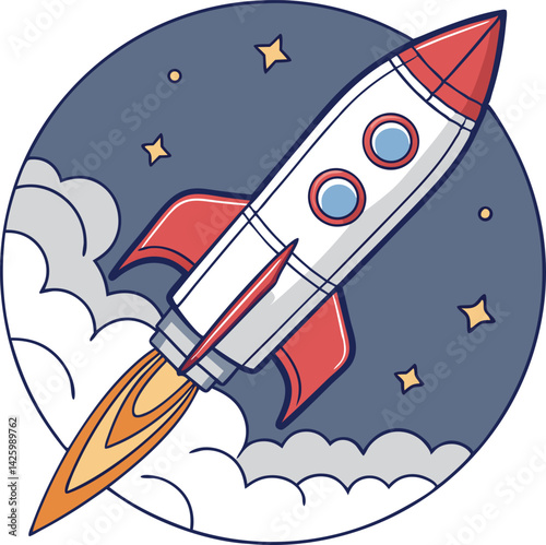 Rocket Launching from Laptop Futuristic Startup Concept vector