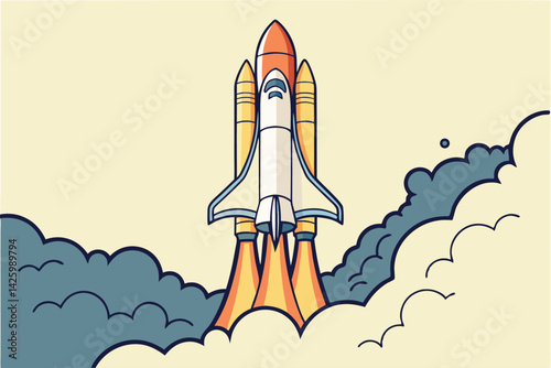 Rocket Launching from Laptop Futuristic Startup Concept vector