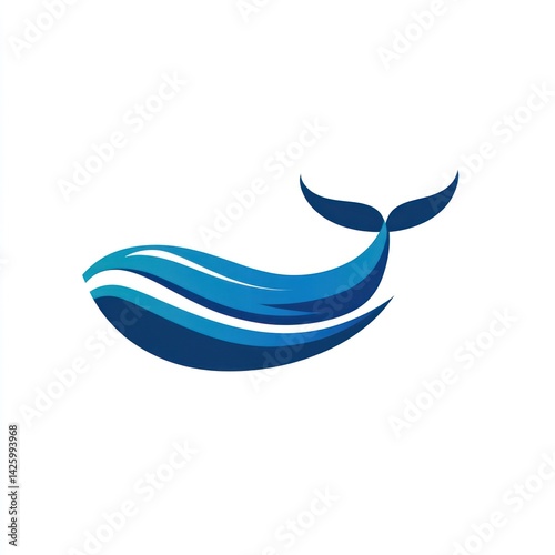Abstract stylized whale logo, ocean graphic, vector illustration, digital art,  poster graphic, print design, marketing material photo