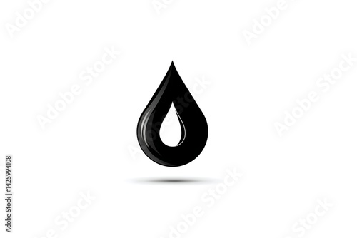 Black petroleum drop as a simple icon with gradient and bold outlines