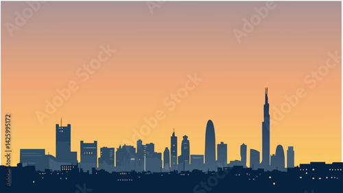 Riyadh Skyline at Dusk View.eps