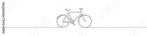 Bicycle continuous one line drawing. Bike symbol. Vector illustration.