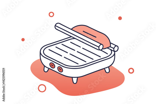 Electric Grill Appliance Vector Art