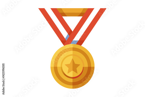 Golden Medal Achievement Icon Vector