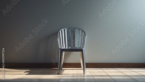 Obraz na płótnie Aluminium or metal chair positioned against the wall w salonie