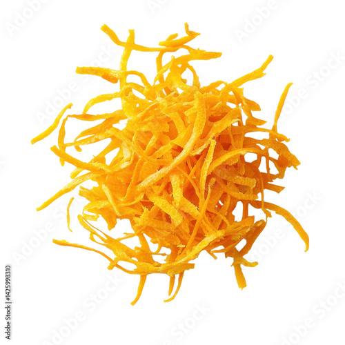 Pile of shredded cheese on transparent Background