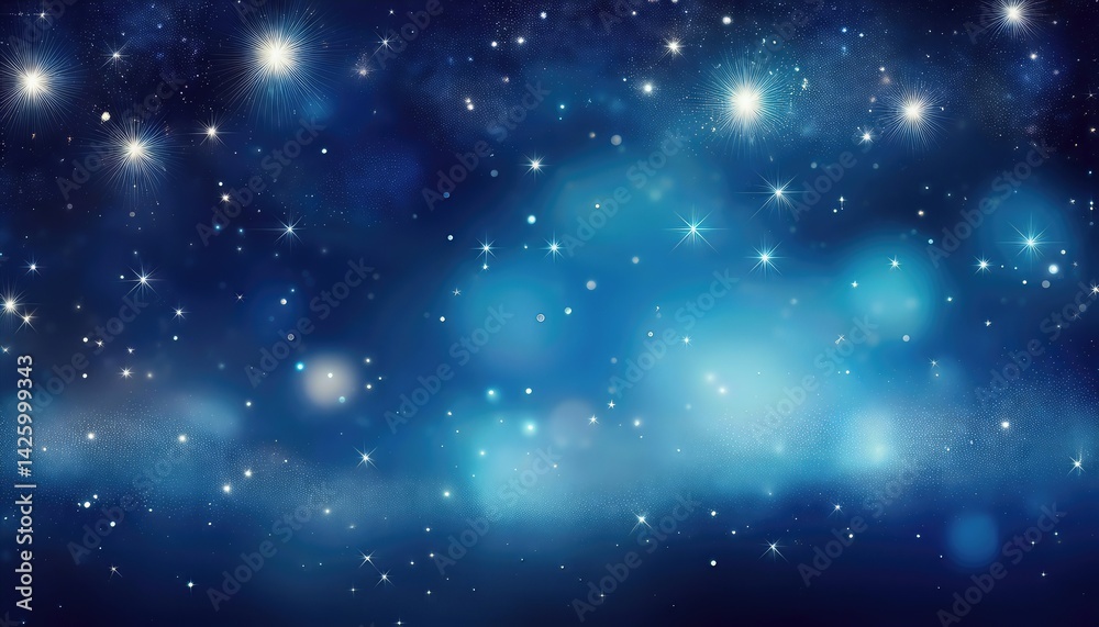 Enchanting Starry Sky Backdrop with Blue Light Bokeh A Mesmerizing Nocturnal Masterpiece Evoking Peace and Wanderlust
