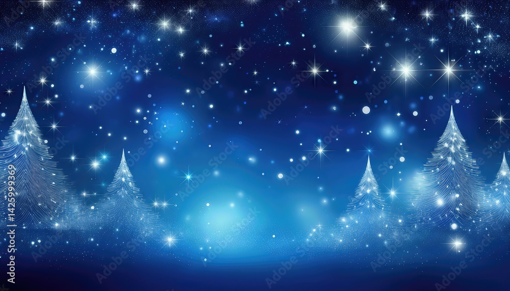 Starry Sky Backdrop with Blue Light Bokeh Majestic Nightscape Embracing a Vibrant, Mesmerizing Display of Celestial Wonders and Mystical Blues.