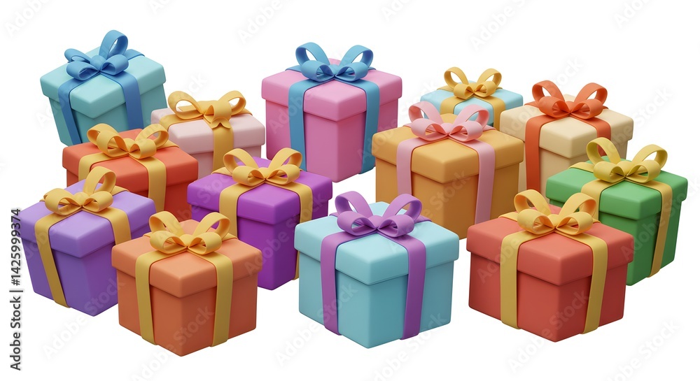 Fototapeta premium Diamond Holiday 3D Illustrations PNG Set on White Background