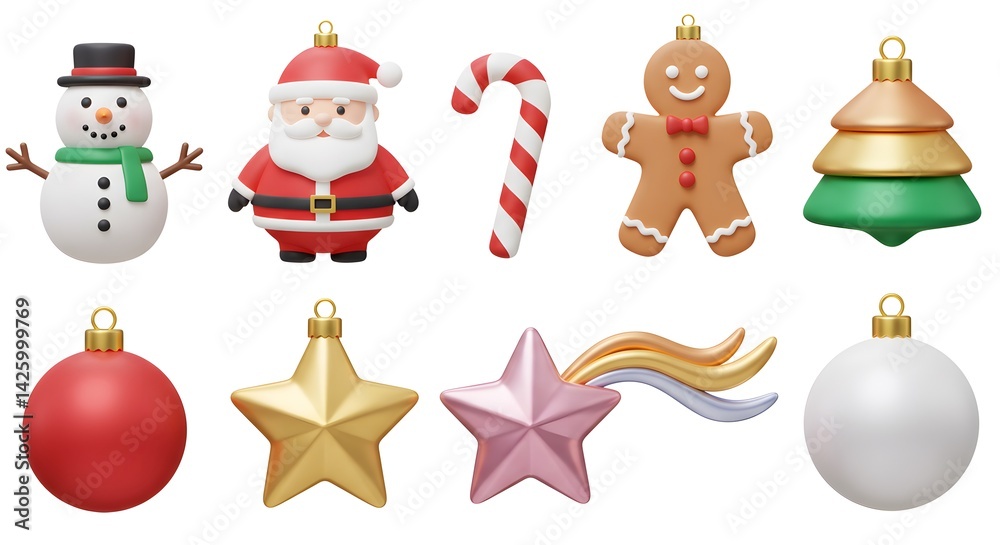 Fototapeta premium Ultimate Holiday Season 3D Model PNG Assortment with White Backdrop