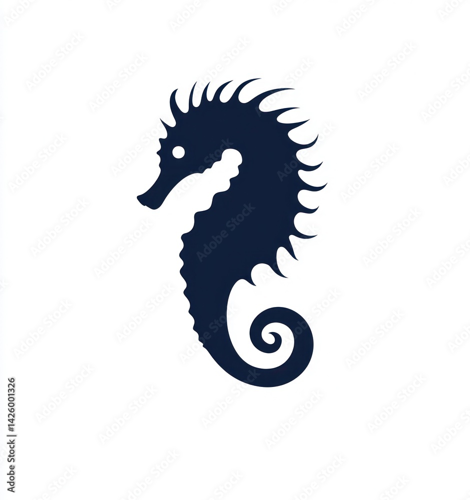 Seahorse silhouette, ocean background, marine life, design element Seahorse silhouette, ocean background, marine life, design element