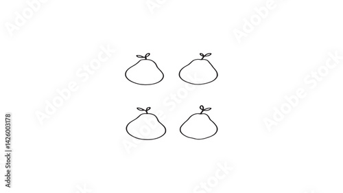 Guava line art botanical contour illustration with clean simple lines