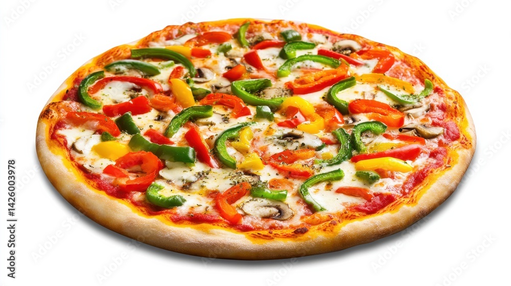 Vegetarian Pizza with Colorful Bell Peppers and Mozambique Vegetarian Pizza with Colorful Bell Peppers and Mozambique