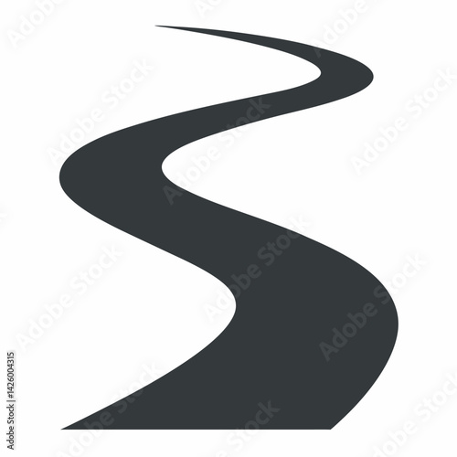 Curved road simple vector illustration 