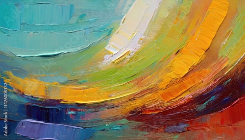 Obraz na płótnie Vibrant Textural Abstraction Swirling Colorful Brushstrokes, Evoking Emotions on a Painted Canvas Fragment, Capturing the Essence of Modern Artistic Expression. w salonie