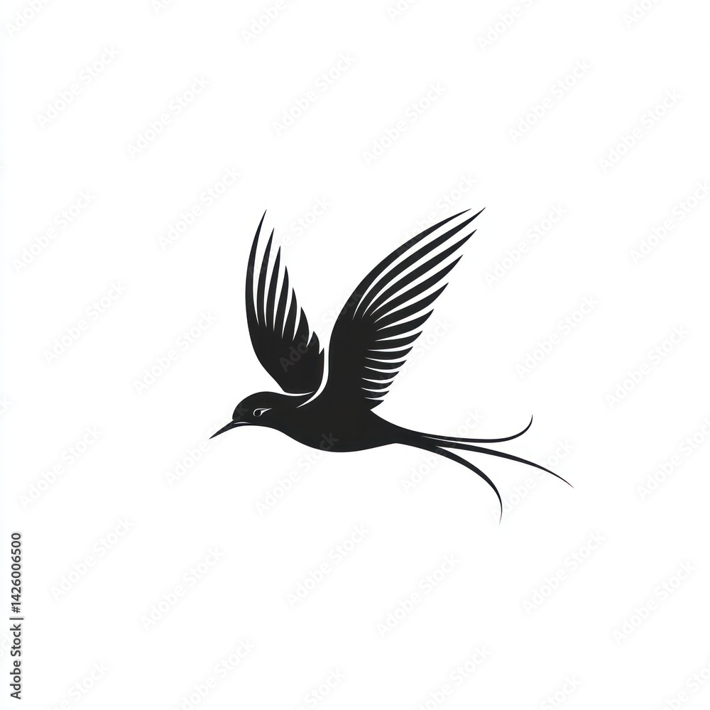 Obraz premium Stylized Black Bird in Flight