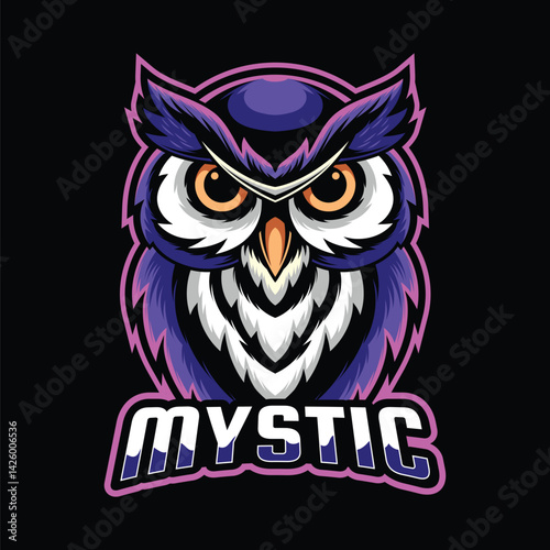Mystic Night Owl Cartoon Character Mascot Illustration