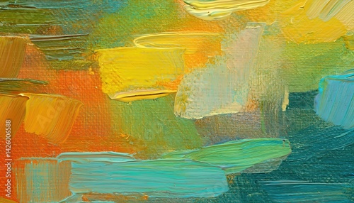 Obraz na płótnie Impressionistic Texture of a Vibrant Canvas Fragment, Swirling Brushstrokes Conveying the Energy and Richness of PostImpressionism, Fusing Bold Colors and Intricate Patterns in an Abstract w salonie