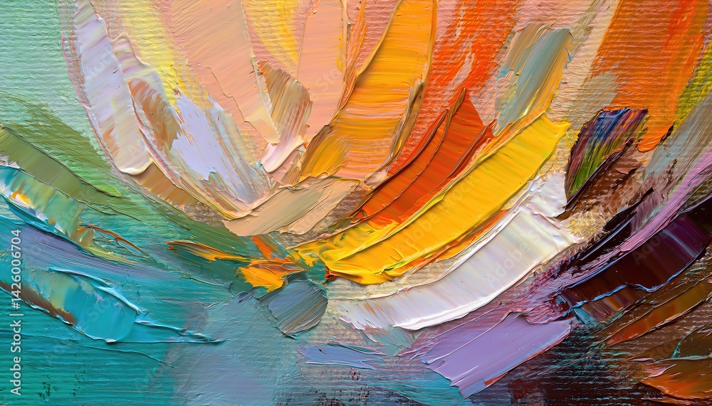 Vibrant Abstract Art Fragment A Swirling Kaleidoscope of Colors Amidst the Textured Oil Canvas, Echoing Emotional Intensity and Creative Expression. Char count