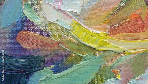 Obraz na płótnie Fragment from Painted Canvas Texture Vibrant Abstract Swirls of Colors in a Textured Landscape, Intriguing Artwork Evoking Emotion and Complexity. w salonie