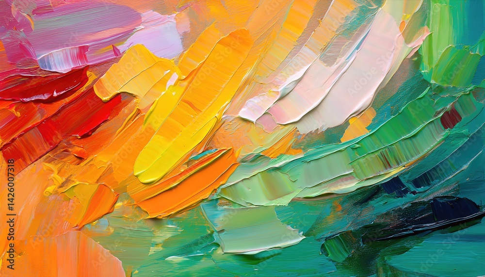 Multicolored Texture Painting An Exploration of Vibrant Hues and Rich Textures in an Abstract Art Background, Oil on Canvas, Expressing Emotional Energy through Abstract Expressionism.
